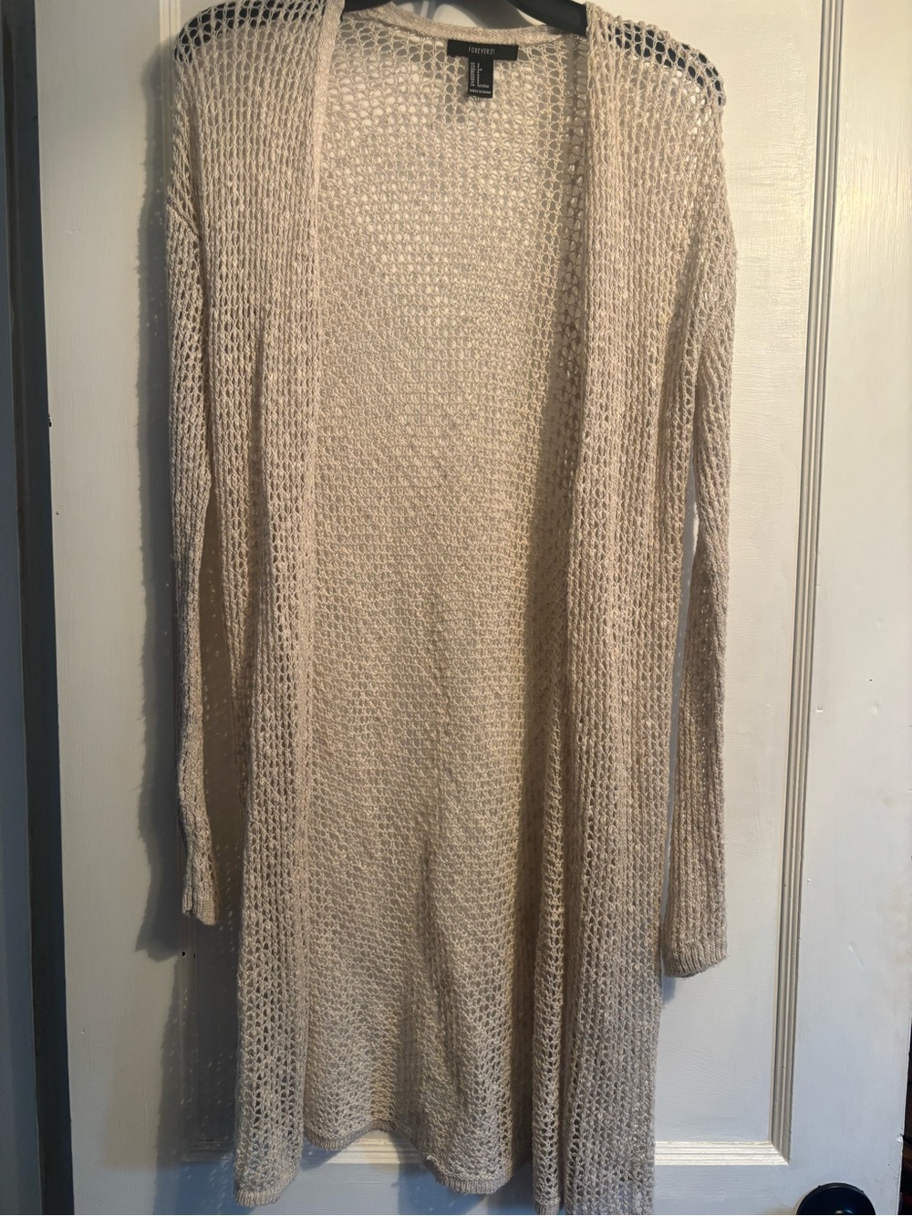 Forever 21 Knit Long Cardigan Sweater - Cream